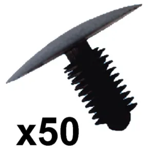 50x Plastic Trim Clips- Fits 9-10mm hole- 33mm Head