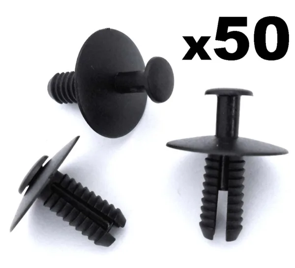 50x 6mm Vauxhall Bumper & Wheel Arch Lining Plastic Body Panel Trim Rivet Clip