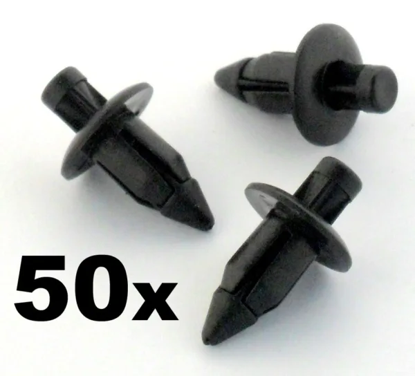 50x 6mm Plastic Rivet Fender & Trim Clips- Honda, Yamaha, Suzuki, Kawasaki etc