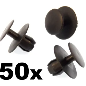 50x Peugeot 8mm Plastic Rivet Trim Clip- Bumper Grille Carpet Lining Upholstery
