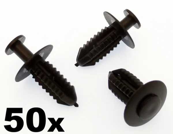 50x Plastic Push Fit Rivets- Mercedes Wheel Arch / Fender Liner Fastener Clips