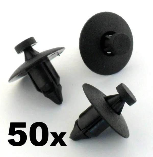 50x Plastic Rivet Fastener Clips- trim panels, bumper, fascias, linings
