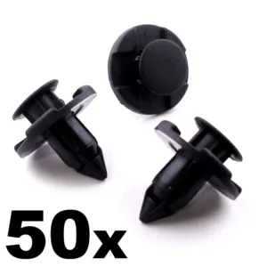 50x 8mm Plastic Rivet Trim Clips for Bumpers Splashguards Wheelarch Liner