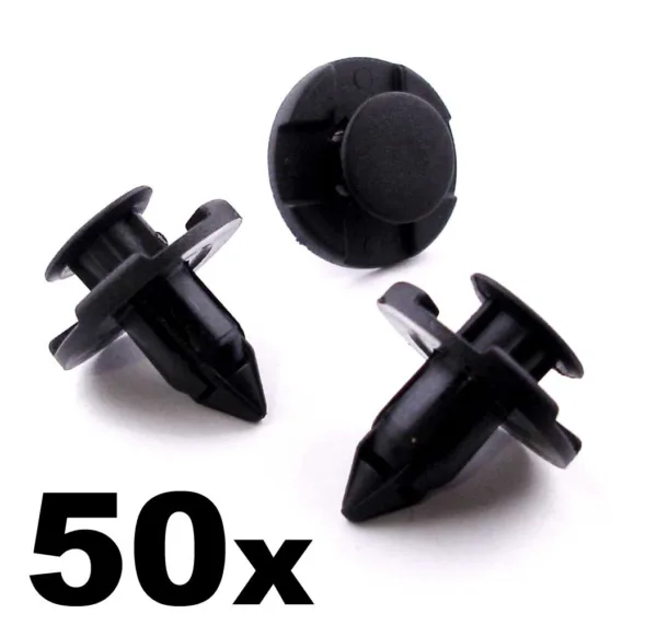 50x 8mm Plastic Rivet Trim Clips for Bumpers Splashguards Wheelarch Liner
