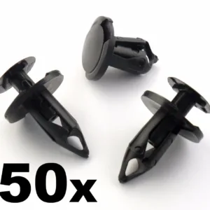 50x 8mm Long Black Trim Clips- Perfect for VW T4 & T5 Carpet & Van Linings