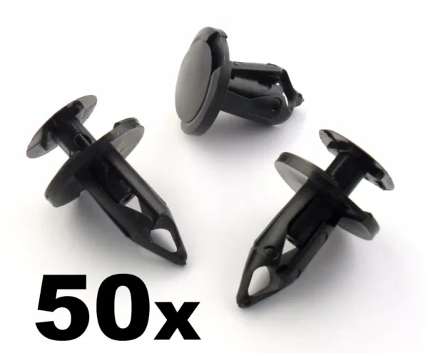 50x 8mm Long Black Trim Clips- Perfect for VW T4 & T5 Carpet & Van Linings