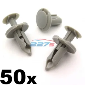 50x 8mm Long Light Grey Trim Clips- Perfect for VW T4 & T5 Carpet & Van Linings