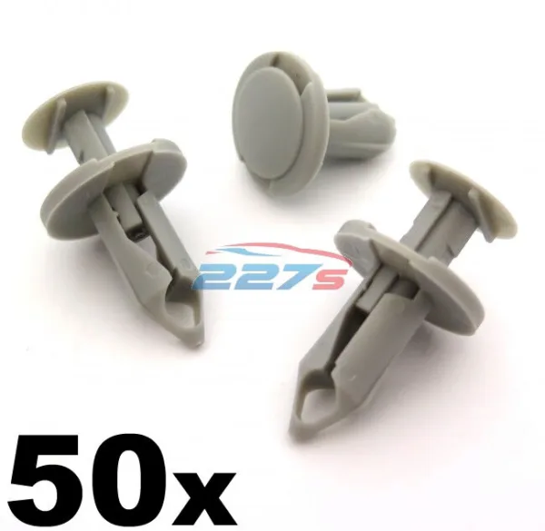 50x 8mm Long Light Grey Trim Clips- Perfect for VW T4 & T5 Carpet & Van Linings