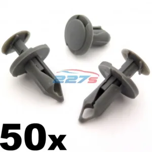 50x 8mm Long Mid Grey Trim Clips- Perfect for VW T4 & T5 Carpet & Van Linings