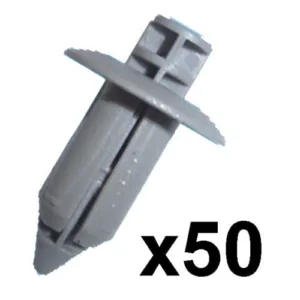 50x Grey Plastic Push Fit Trim Retaining Clips- 8mm Rivets for Honda Mazda etc