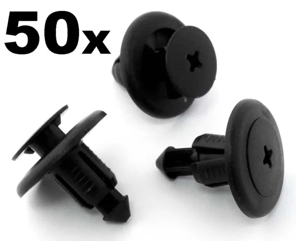 50x Plastic Trim Clips for some Nissans- Bumper, Sideskirts, Wheel arch, Sills