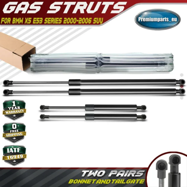 4x Bonnet +Tailgate Gas Struts for BMW X5 E53 2000-2006 51238402551 51248402405