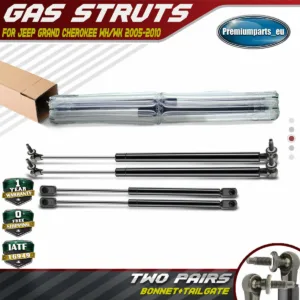 4x Gas Struts Front Bonnet Tailgate for Jeep Grand Cherokee MK III 2005-2010 SUV