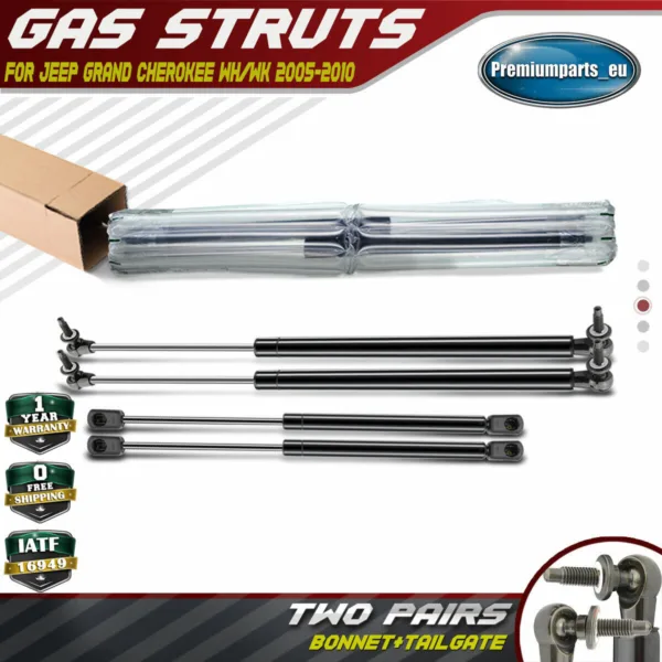 4x Gas Struts Front Bonnet Tailgate for Jeep Grand Cherokee MK III 2005-2010 SUV