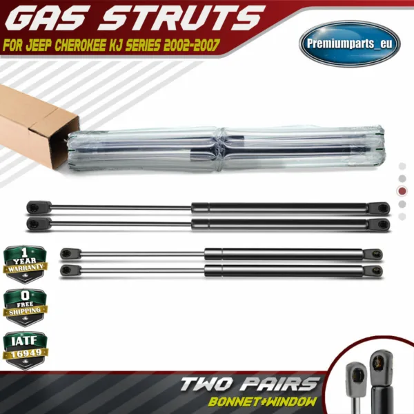 Set of 4 Bonnet + Rear Window Gas Struts for Jeep Cherokee 2002-2007 KJ Series