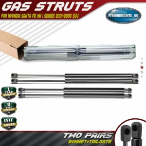 4x Rear Tailgate and Bonnet Hood Gas Struts for Hyundai Santa Fe 2001-2006 SUV