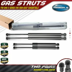 4x Gas Struts Bonnet & Tailgate for BMW 3 Series E46 1998-2007 Convertible