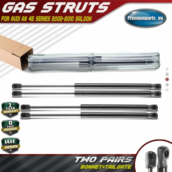 4x Gas Struts Front Bonnet Hood & Tailgate Rear for Audi A8 4E 2002-2010 Saloon