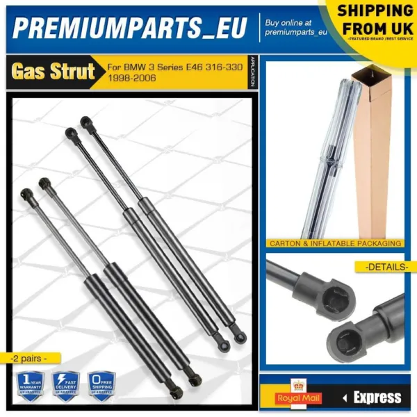 4x Tailgate+Bonnet Gas Struts for BMW 3 Series E46 316-330 1998-2007 Convertible