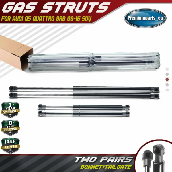 4x Gas Struts for Audi Q5 Quattro 8R 2008-2016 Bonnet&Tailgate w/ power liftgate