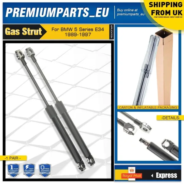 2x Bonnet Gas Struts for BMW 5 Series E34 518i 520i 525i 530i 535i 540i M3 89-97