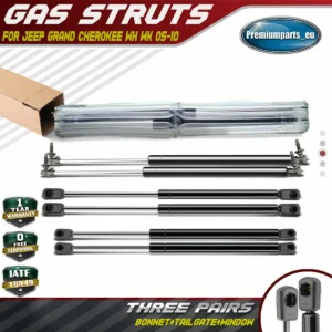 6x Gas Struts Bonnet & Tailgate & Window for Jeep Grand Cherokee MK III 2005-10