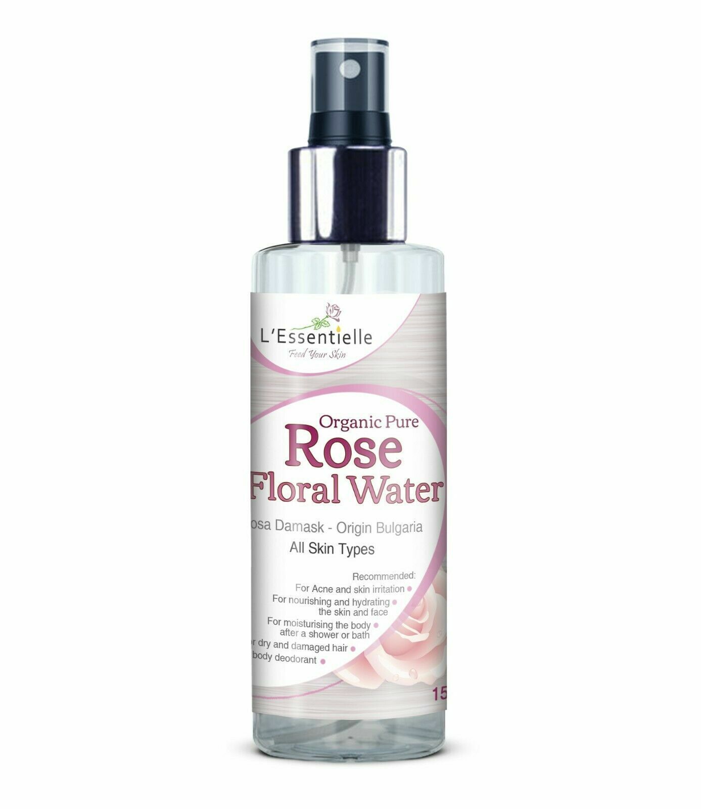 Organic Pure Rose Water 150ml  Rosa Damask Hydrosol Bulgaria Origin Rosewater