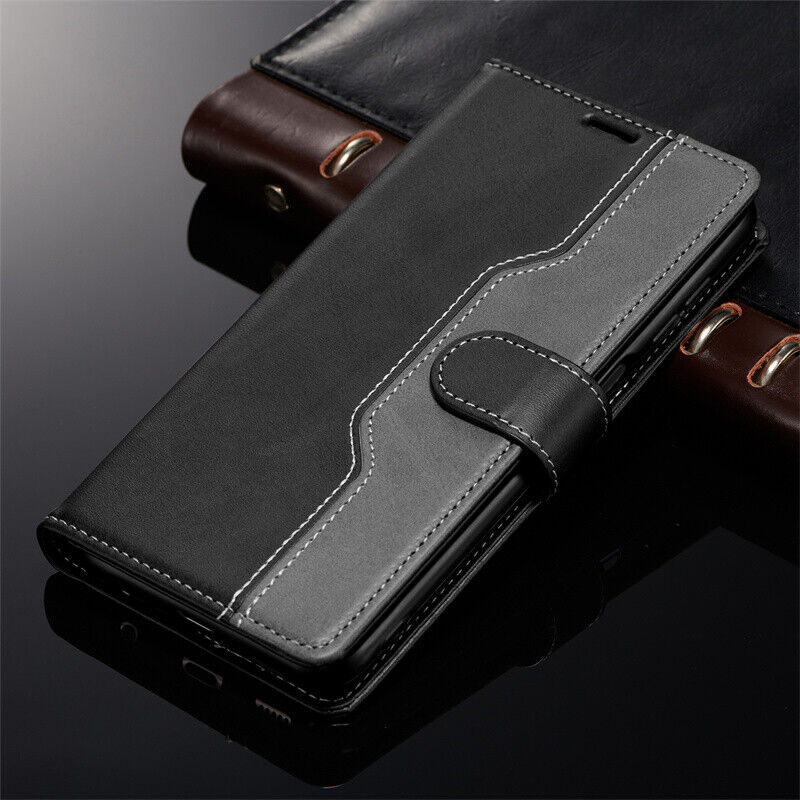 Leather Flip Case Wallet Stand Phone Cover Samsung Galaxy S21 Black