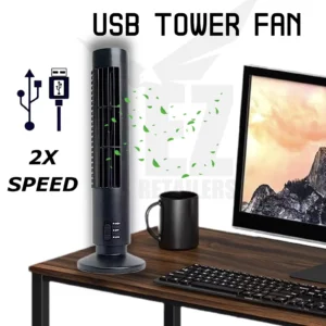 Mini Portable USB Tower Fan Cooling Air Conditioner Office Desk Bladeless Black