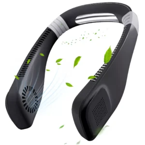 Portable 3 Speed Neck Fan USB Rechargeable Lazy Neckband Bladeless Cooler Fans Black