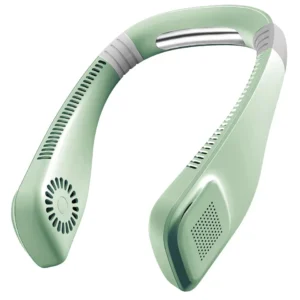 Portable 3 Speed Neck Fan USB Rechargeable Lazy Neckband Bladeless Cooler Fans Green