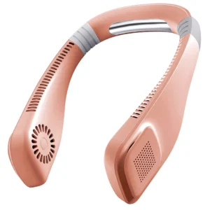 Portable 3 Speed Neck Fan USB Rechargeable Lazy Neckband Bladeless Cooler Fans Pink