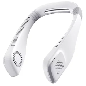 Portable 3 Speed Neck Fan USB Rechargeable Lazy Neckband Bladeless Cooler Fans White