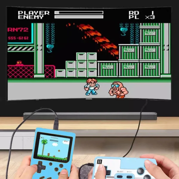 500+ Classic Games Handheld Retro Video FC Game Console 2 Players For Adults Kids Light Blue