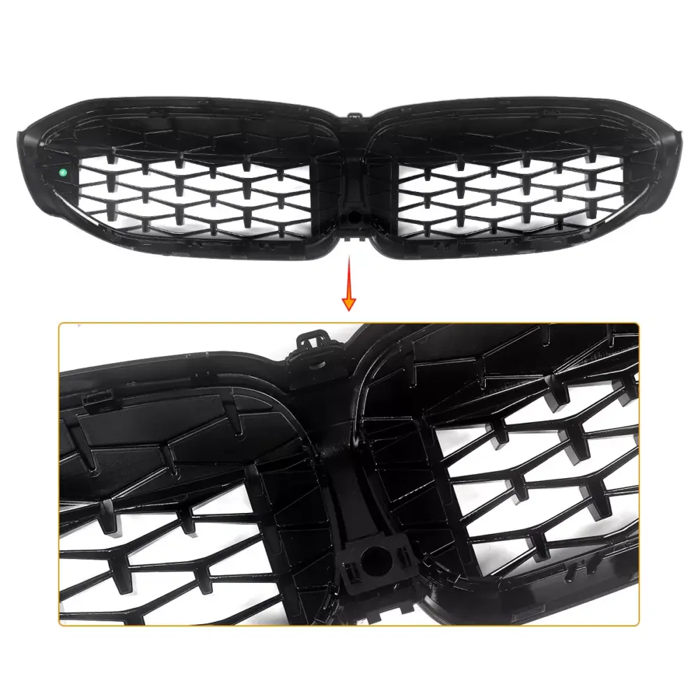 FOR BMW G20 G21 3 SERIES KIDNEY GRILL GRILLE BLACK DIAMOND STYLE SPORT 2018-2021 - Image 14