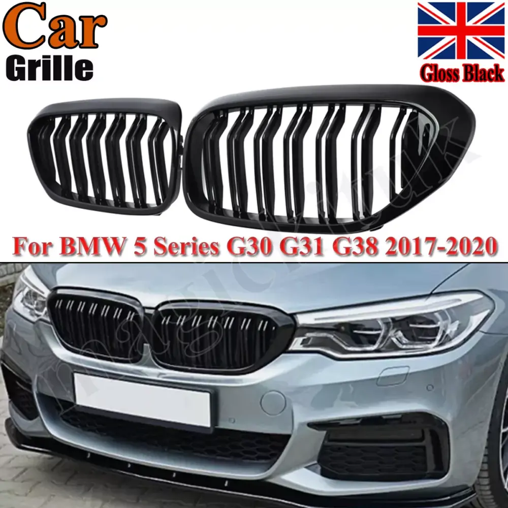 Grille For BMW 5 Series G30 G31 2017-2020 Front Kidney Double Slat Gloss Black - Image 4