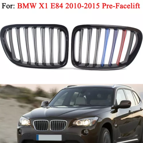 Pair Gloss Black M-Color Kidney Sport Grille Grill for BMW E84 X1 SUV 10-15 LCI