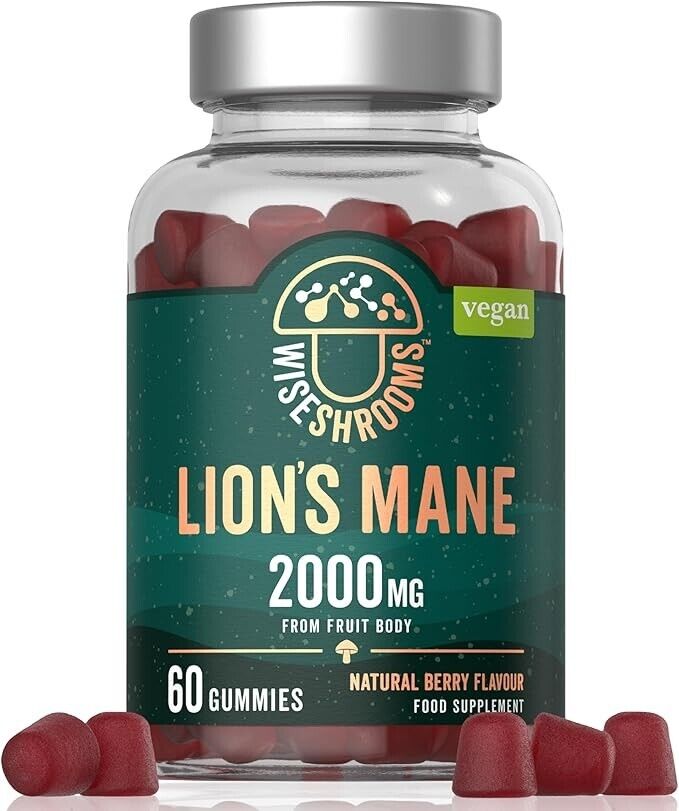 Lions Mane Gummies High Strength 2000mg | from Fruit Body | Vegan Mushroom Extra