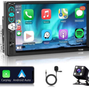 Single 1Din 7" Touch Screen Car Stereo Apple/Android Carplay Radio Bluetooth+Cam