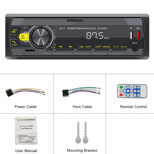 Single 1 Din Car Stereo Radio MP3 Player In-Dash Bluetooth/FM/USB/AUX Head Unit - Image 12