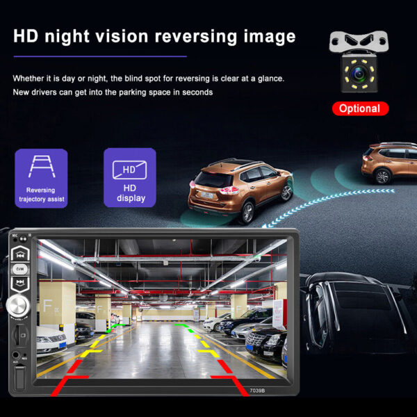 Single 1Din 7" Touch Screen Car Stereo Apple/Android Carplay Radio Bluetooth+Cam - Image 4