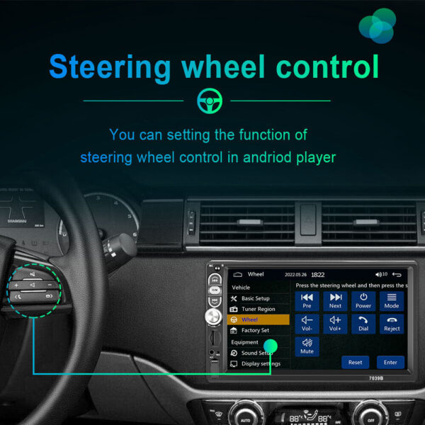Single 1Din 7" Touch Screen Car Stereo Apple/Android Carplay Radio Bluetooth+Cam - Image 5