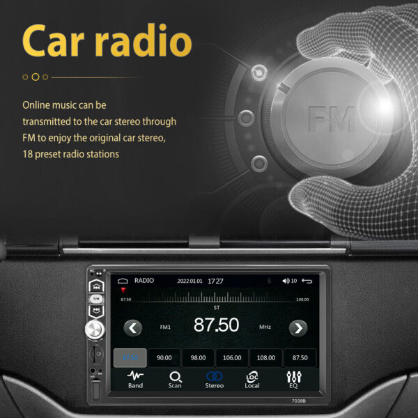 Single 1Din 7" Touch Screen Car Stereo Apple/Android Carplay Radio Bluetooth+Cam - Image 10