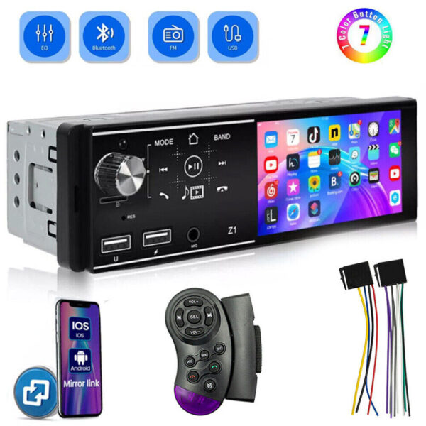 4.1'' Single 1Din Car Stereo Radio Player In-dash Bluetooth Head Unit FM/USB/AUX