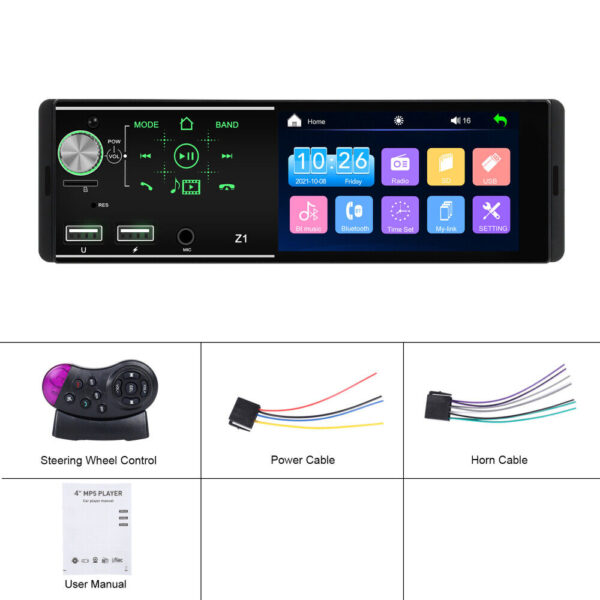 4.1'' Single 1Din Car Stereo Radio Player In-dash Bluetooth Head Unit FM/USB/AUX - Image 2