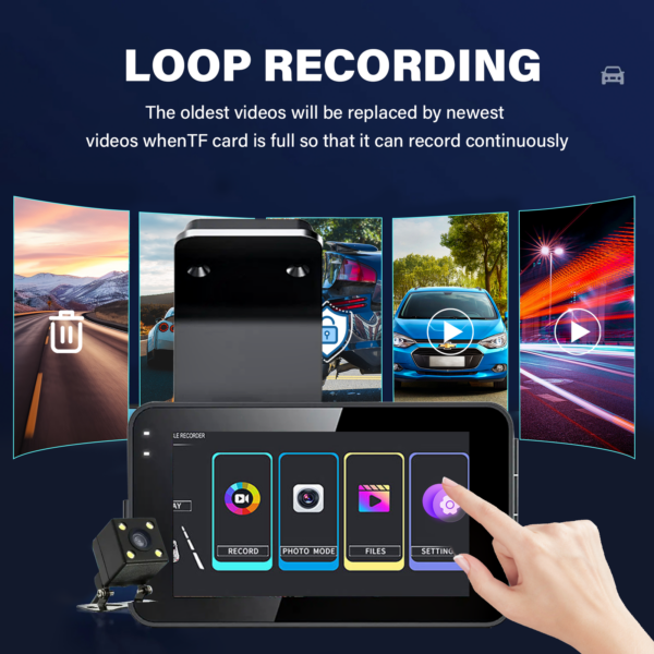 4" Car Camera Recorder GPS WIFI Dual Front Rear HD 1080P Dash Cam Night Vision - Image 7