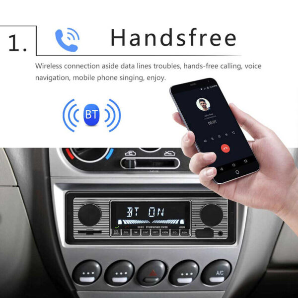 Classic Retro Car Bluetooth Compatible Radio MP3 Player Stereo USB/AUX/SD/ISO/FM - Image 5