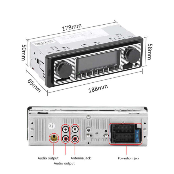 Classic Retro Car Bluetooth Compatible Radio MP3 Player Stereo USB/AUX/SD/ISO/FM - Image 11