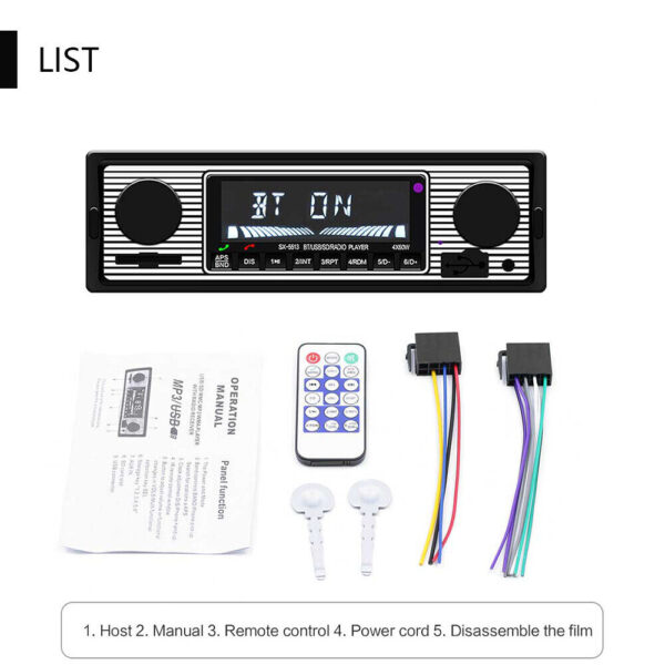 Classic Retro Car Bluetooth Compatible Radio MP3 Player Stereo USB/AUX/SD/ISO/FM - Image 12