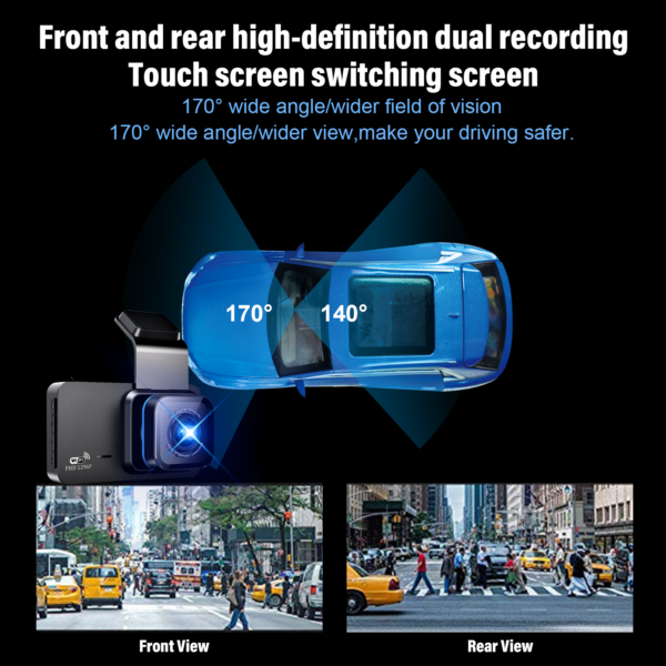 4" Car Camera Recorder GPS WIFI Dual Front Rear HD 1080P Dash Cam Night Vision - Image 10